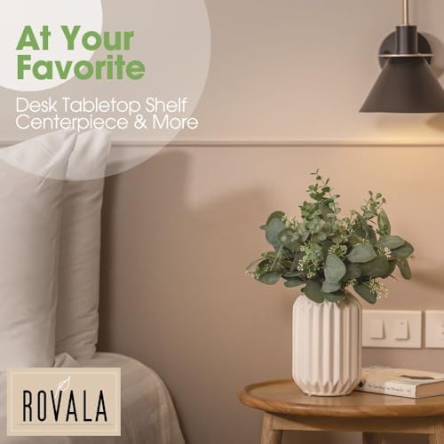Realistic Fake Eucalyptus Plant with White Ceramic Vase