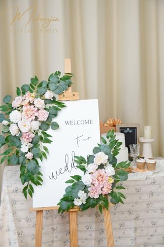 Wedding Sign Faux Flower Swag Pack of 2 Pink Decor