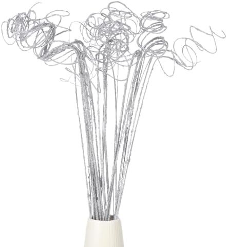PATIKIL Glitter Curly Willow Branches 30 Pcs Silver