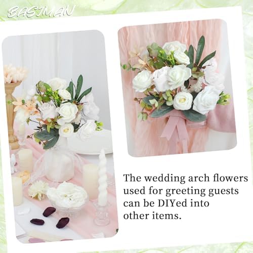 2pcs Champagne White Wedding Arch Flowers with Cable Ties