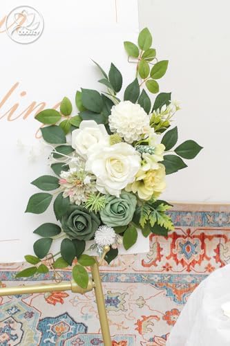 Pack of 2 Artificial Wedding Arches with Silk Flowers and Zipper Ties