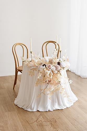 Lings Moment 2PCS White Beige Artificial Floral Swags Centerpieces