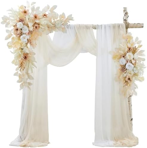 Wedding Arch Flowers with Drapes Kit - 4 Pack