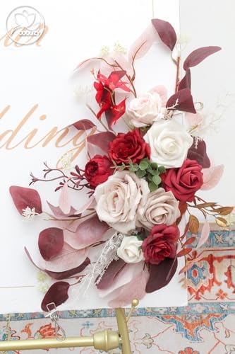 Odouzy Pack of 2 Reusable Red Artificial Wedding Arch Flowers