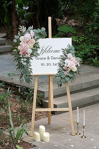 Pink Ivory Artificial Wedding Flower Set of 2 for Welcome Arch