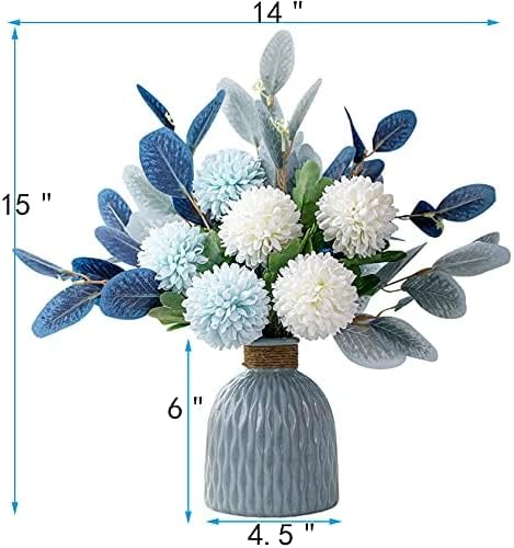 Artificial Flowers and Vases Set with Realistic Hydrangea and Eucalyptus