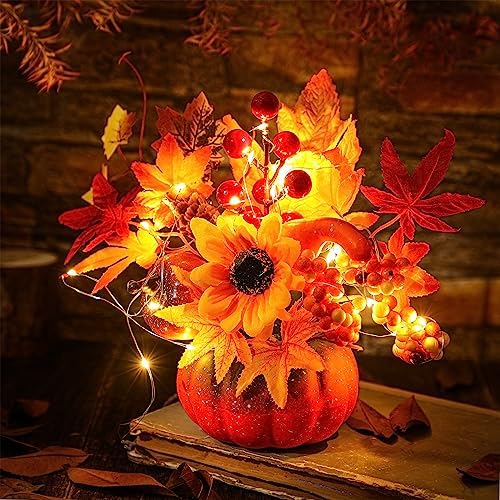 Bokon 86 Inch Thanksgiving Pumpkin Centerpiece Decorations with LED Lights