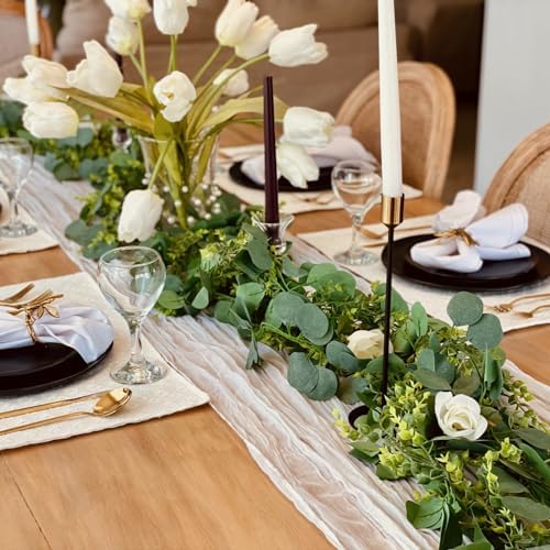 Cqure 3Pcs Eucalyptus Garland for Wedding Bedroom Fireplace Decor