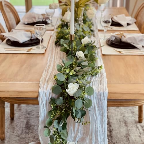 Cqure 3Pcs Eucalyptus Garland for Wedding Bedroom Fireplace Decor