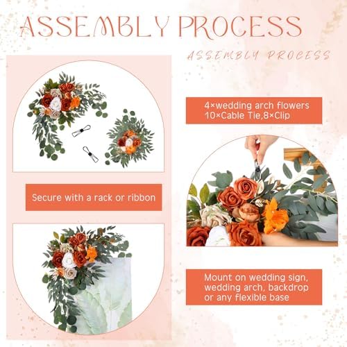 Hotop Honey Orange Gradient Artificial Flower Arch Set of 4
