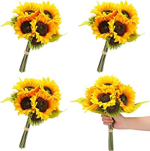 36 Pcs Silk Sunflowers with Stems Artificial Bouquet
