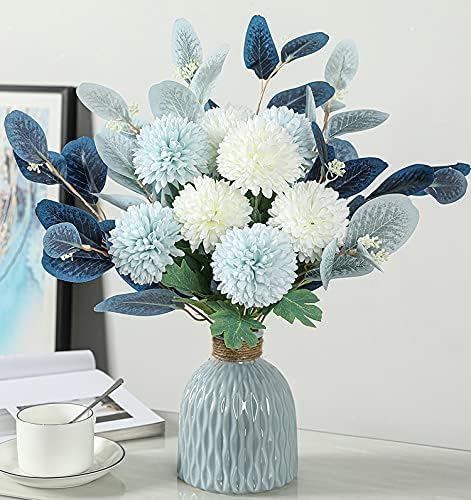 Artificial Flowers and Vases Set with Realistic Hydrangea and Eucalyptus