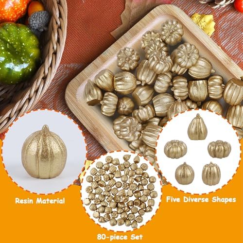 winemana Mini Pumpkins Fall Decorations 80 Pack Gold