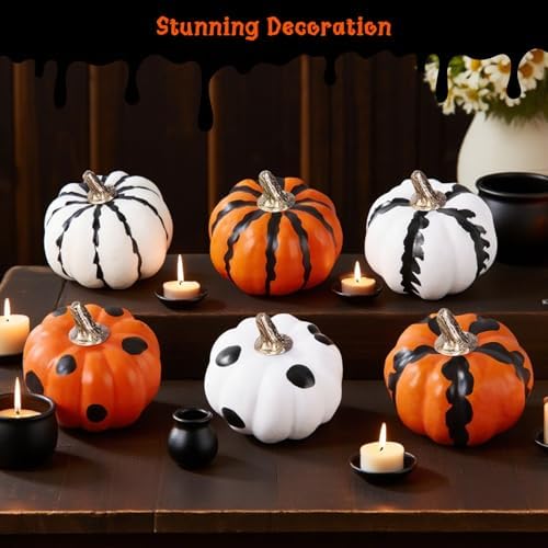 LuckyEra Fall Decor 6Pcs Realistic Foam Pumpkins