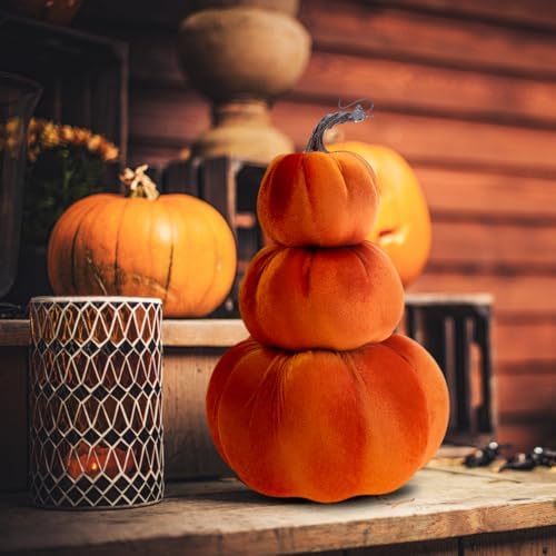 Gresorth 126 Inch Artificial Velvet Pumpkin Tower
