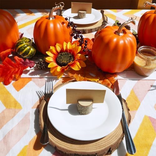 Winlyn 4 Pcs Artificial Orange Pumpkins Fall Decor