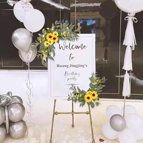 JOYWU Wedding Arch Flowers Set of 2 with Green Leaves Sunflower