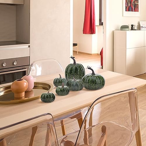 6 Pcs Realistic Fake Halloween Pumpkin Decorations Green