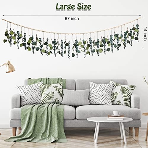 Eucalyptus Wall Decor with LED Lights and Wooden Beads