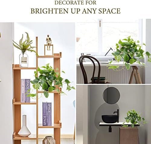 LOYWREE Realistic Artificial Pothos Plant with Black Pot