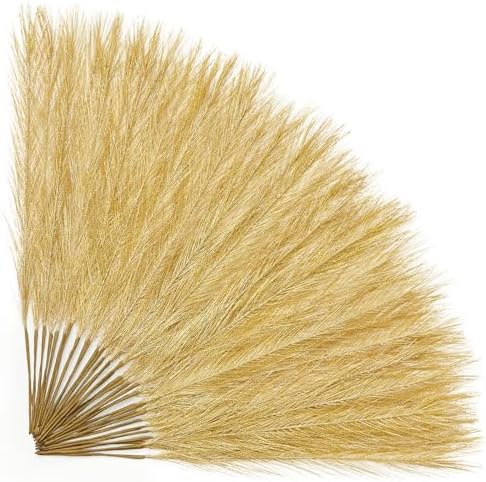 Alecono Gold Faux Pampas Grass 17 Inch Decor