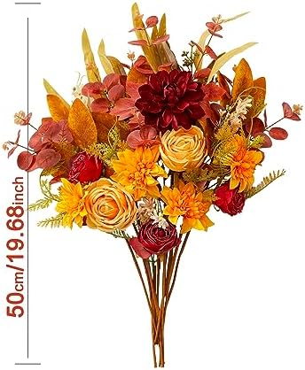 Annas Whimsy Artificial Flowers Bouquet with Pumpkins