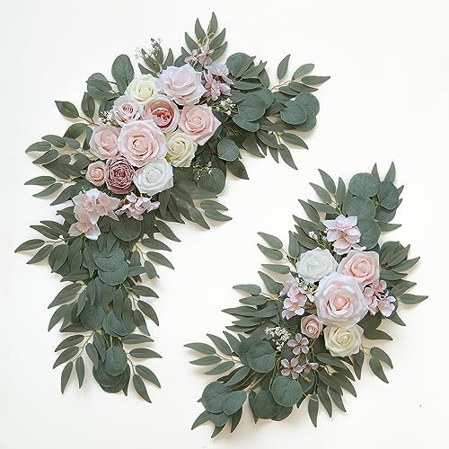 Pink Ivory Artificial Wedding Flower Set of 2 for Welcome Arch