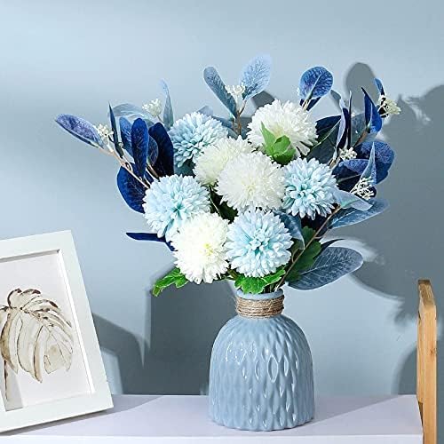 Artificial Flowers and Vases Set with Realistic Hydrangea and Eucalyptus