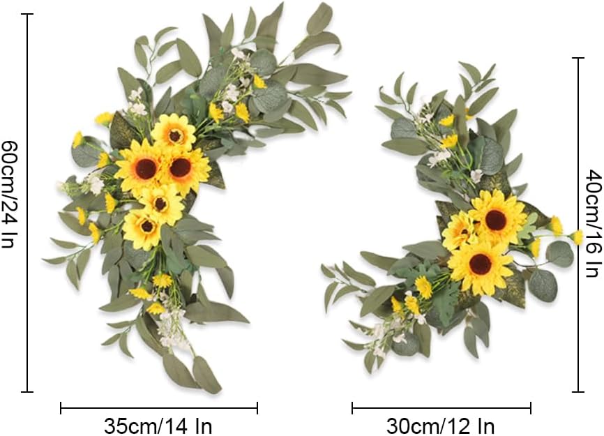 JOYWU Wedding Arch Flowers Set of 2 with Green Leaves Sunflower