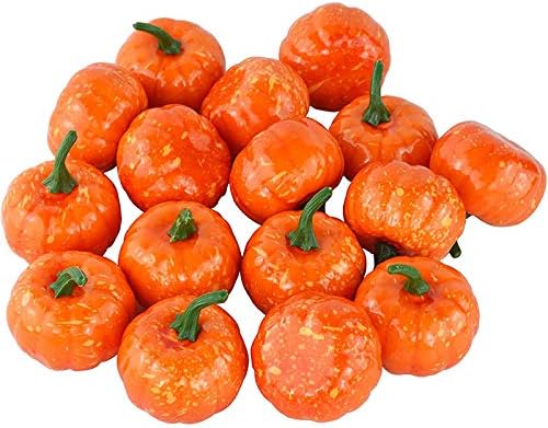 16 Pcs Artificial Assorted Pumpkins Halloween Decor