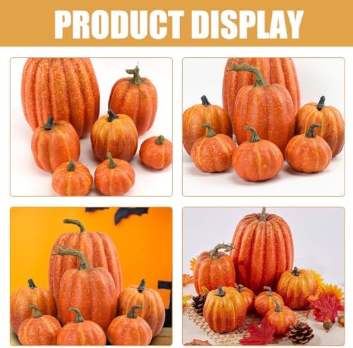 Cabilock Artificial Mini Pumpkins 7pcs Fall Decor