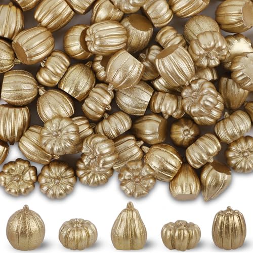 winemana Mini Pumpkins Fall Decorations 80 Pack Gold