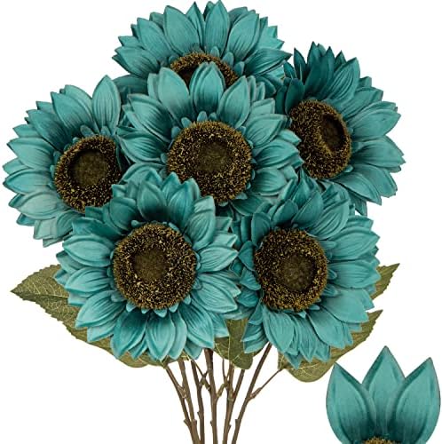 Hollyone Large Silk Sunflowers Artificial Flowers 6PCS 26 Long Stem Bouquet
