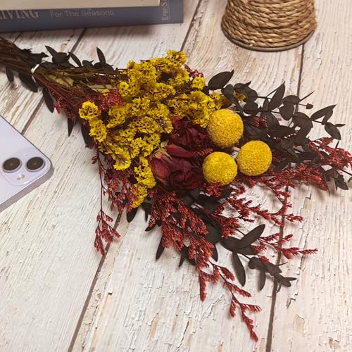 LBREVOGA Dried Flower Bouquet - 15 Inches Red Design