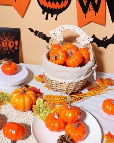 Vensovo Orange Foam Mini Pumpkins 2 Inch 16PCS Set