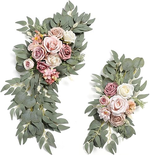 GAATEEK Artificial Dusty Rose Wedding Arch Flowers Pack of 2