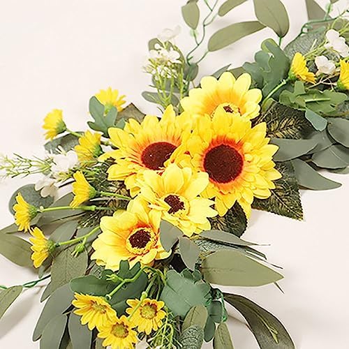 GOLDY WENDY Yellow Sunflowers Decor Flower Swag Pack of 2
