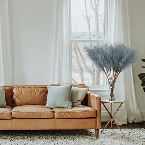 FOTEEWL 8 Pc Faux Pampas Grass Decor Grey
