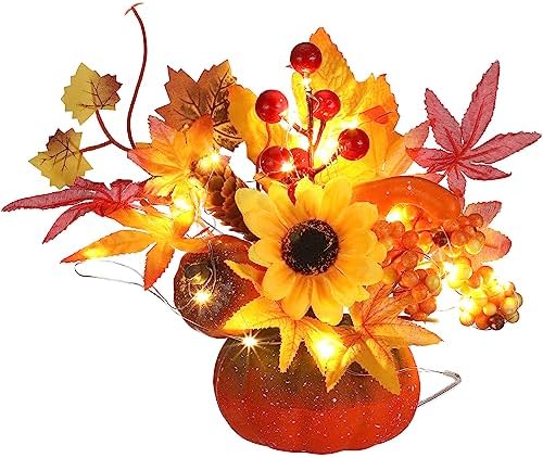 Bokon 86 Inch Thanksgiving Pumpkin Centerpiece Decorations with LED Lights