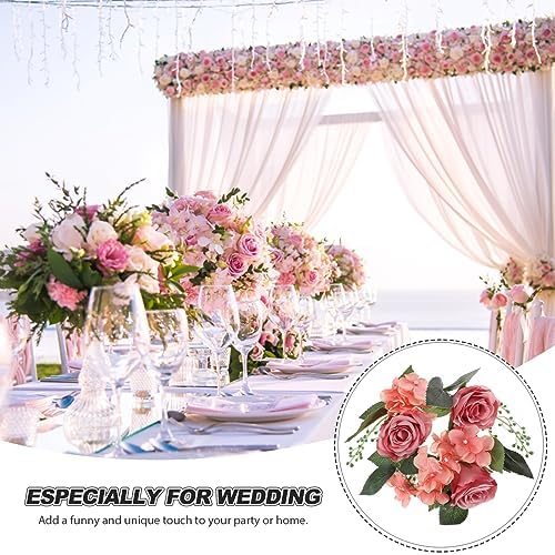 PRETYZOOM 3PCS Artificial Rose Candle Wreaths
