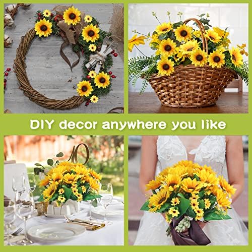 8 Pack Artificial Sunflowers with Stems for Wedding Decoration