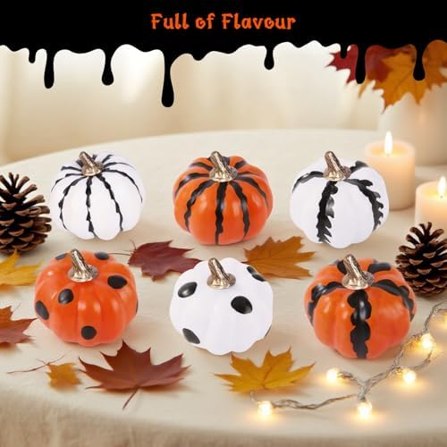 LuckyEra Fall Decor 6Pcs Realistic Foam Pumpkins