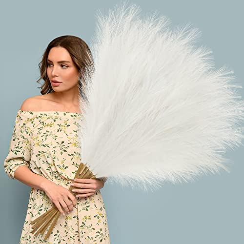 Ouddy Decor 8 Pcs Faux Pampas Grass Ivory