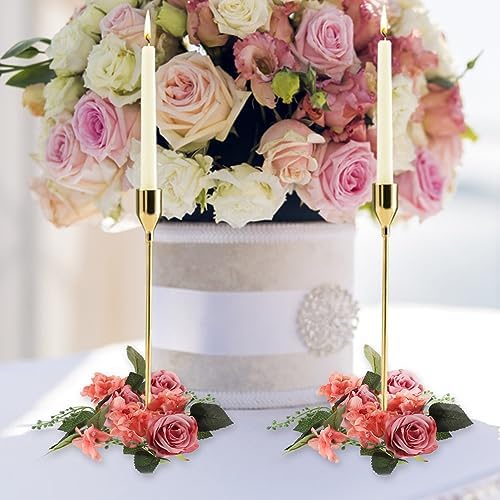 PRETYZOOM 3PCS Artificial Rose Candle Wreaths