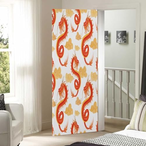 Susiyo Red Chinese Dragon Halloween Door Cover