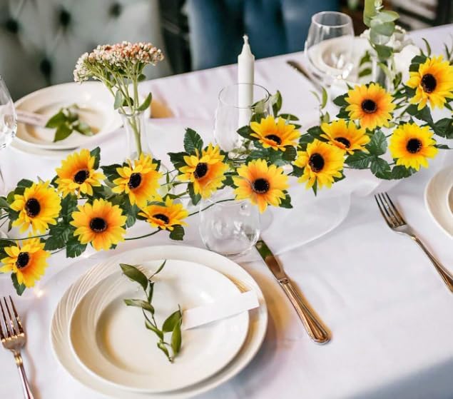 3 Pack Artificial Sunflower Garland Decor 75ft