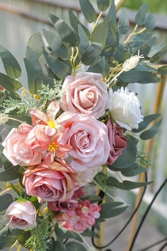 GAATEEK Artificial Dusty Rose Wedding Arch Flowers Pack of 2