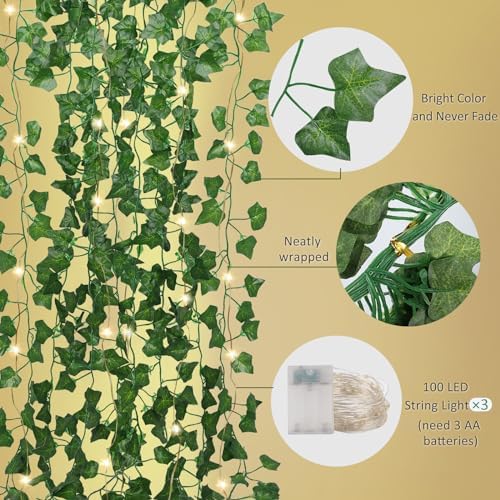 RECUTMS Artificial Ivy Vines 250 FT 36 Pack LED Light Garland