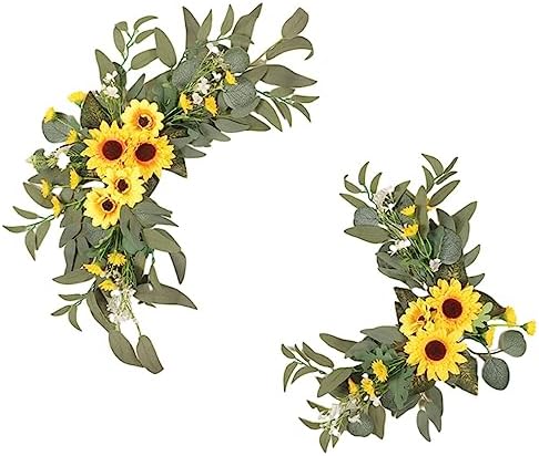 GOLDY WENDY Yellow Sunflowers Decor Flower Swag Pack of 2