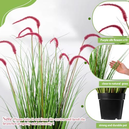 Jexine 2 Piece Artificial Grass Plant Set for Outdoor Use
